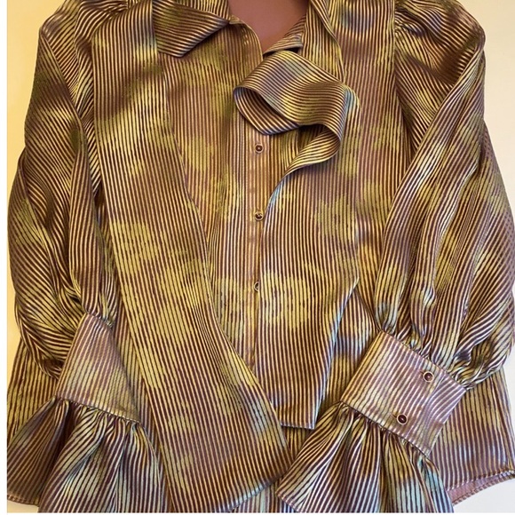 BNWOT $498 ALEXIS Tonal Floral FRANCISCA Blouse Lilac Sheen - Picture 11 of 16